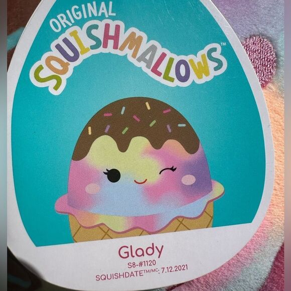 NWT Squishmallow Glady Rainbow Ice  Cream 8” - Picture 4 of 4